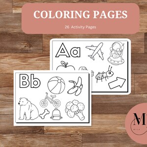 Alphabet Coloring Pages for Preschoolers, Homeschooling Printable, Fun Learning ABC Worksheets for Toddlers, Alphabet Letter Practice