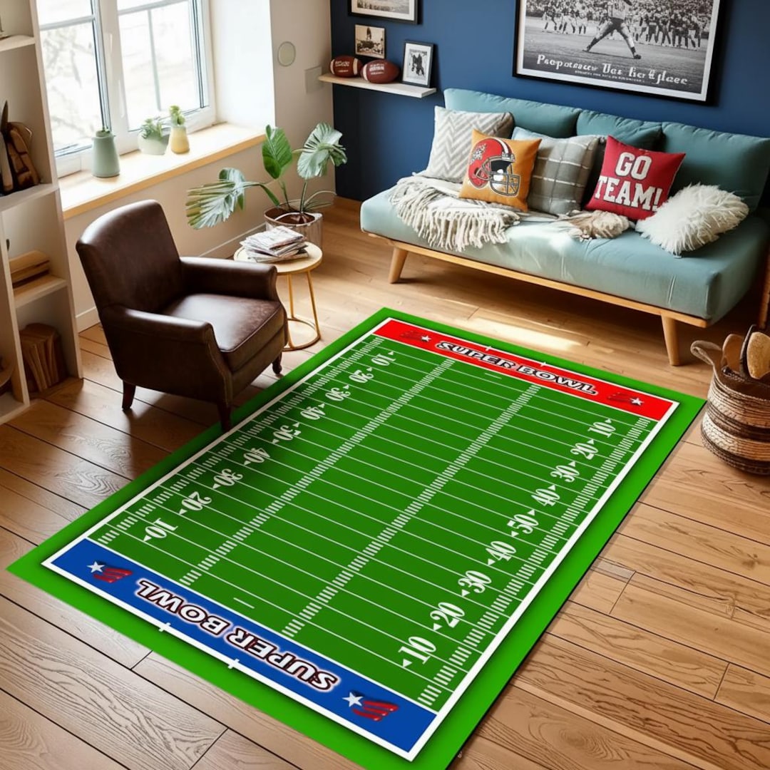 Football Filed Rugg American Football Pitch Rug, Customizable Football Rug,football Field ...