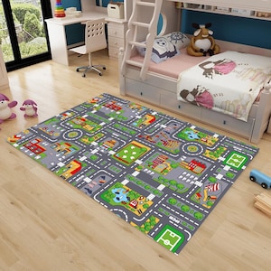 Kids Road Rug: City Play Mat, Nursery Room Decor