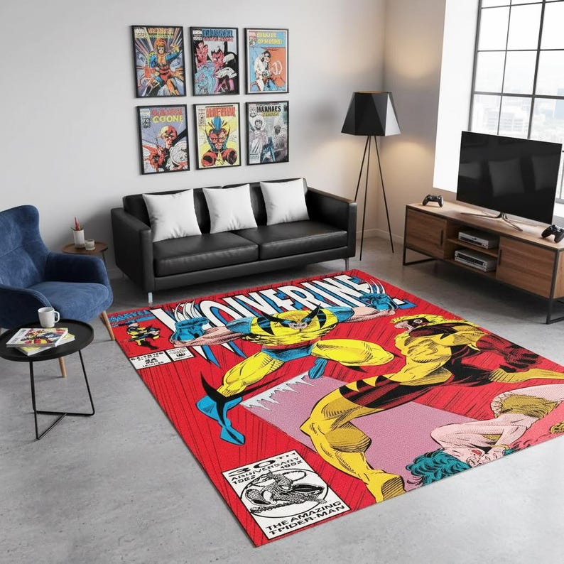 Wolverine Rug Duster Wolverine Comic Book Rug, X-men Legend, Customizable Wolverine Comic ...