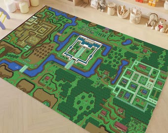 Zelda Rug, Legend Of Zelda Map, Gaming Room Rug, Game Map Rug, Customizable Zelda Gift Art, Video Game Rug, Game Room Decor, Kids Room Decor