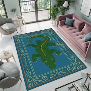 Crocodile Rug, Mystical Alligator Decor, Customizable Animal Decor, Animal Print Art, Animal Decor, Alligator Rug, Alligator Rug, Animal Rug