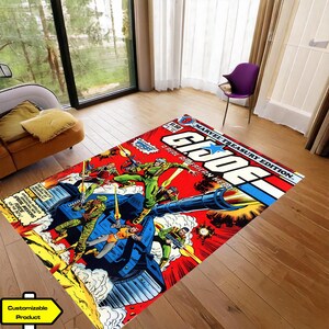 Tappeto GIJoe, un vero tappeto da eroe americano, prima edizione, fumetto anni '80, fumetti, tappeto per cameretta bambini, tappeto con cartoni animati, arredamento per cameretta bambini, tappeto per cameretta ragazzi