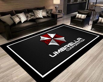 Umbrella Rug, Biohazard Inspired, Resident Rug, Player Gift, Game Room Decor, Video Game Carpet, Movie Rug, Horror Rug, Zombie Rug,Gamer Rug