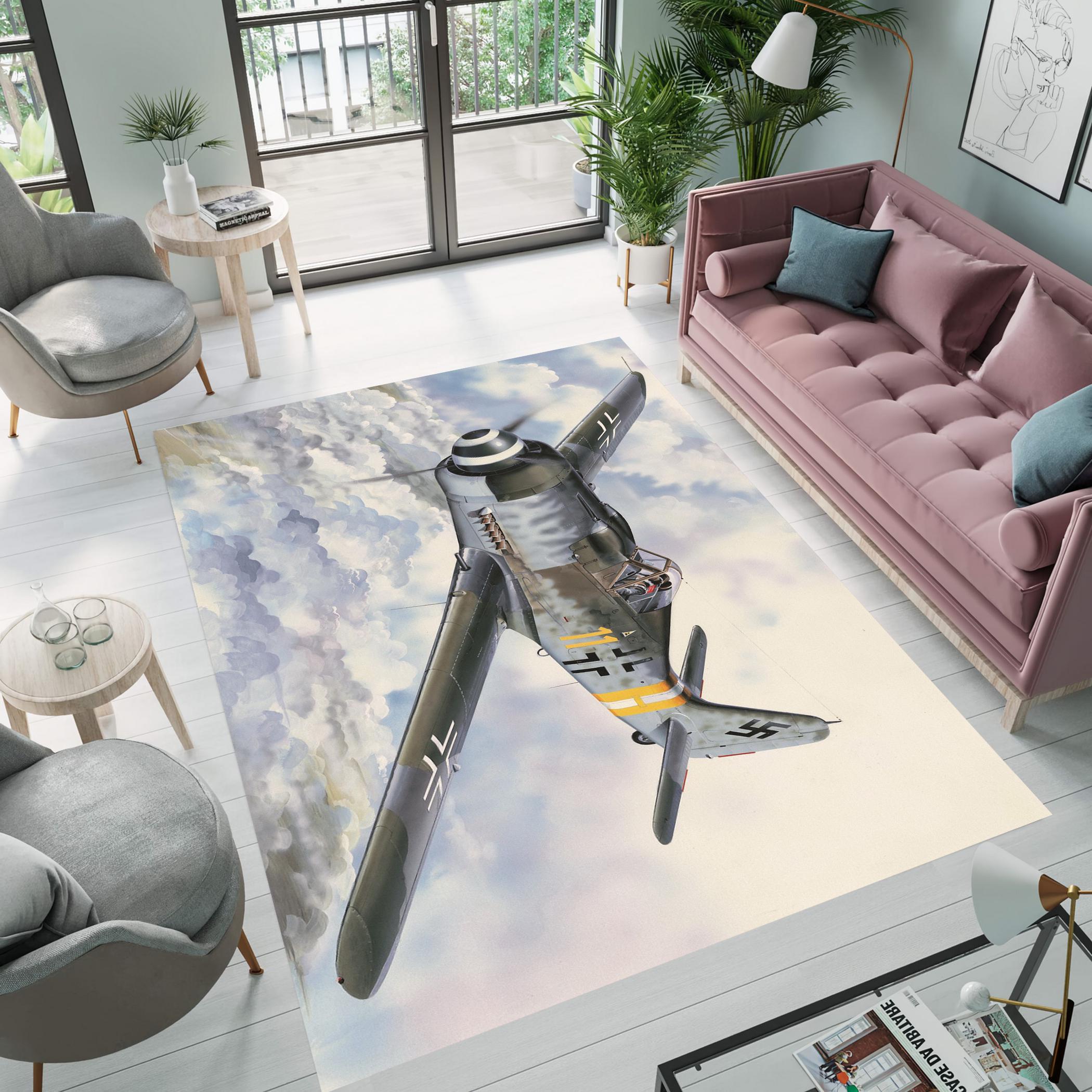 Airplan Rug Retro Airplane Rug: Military Aircraft Aviation Decor - Etsy
