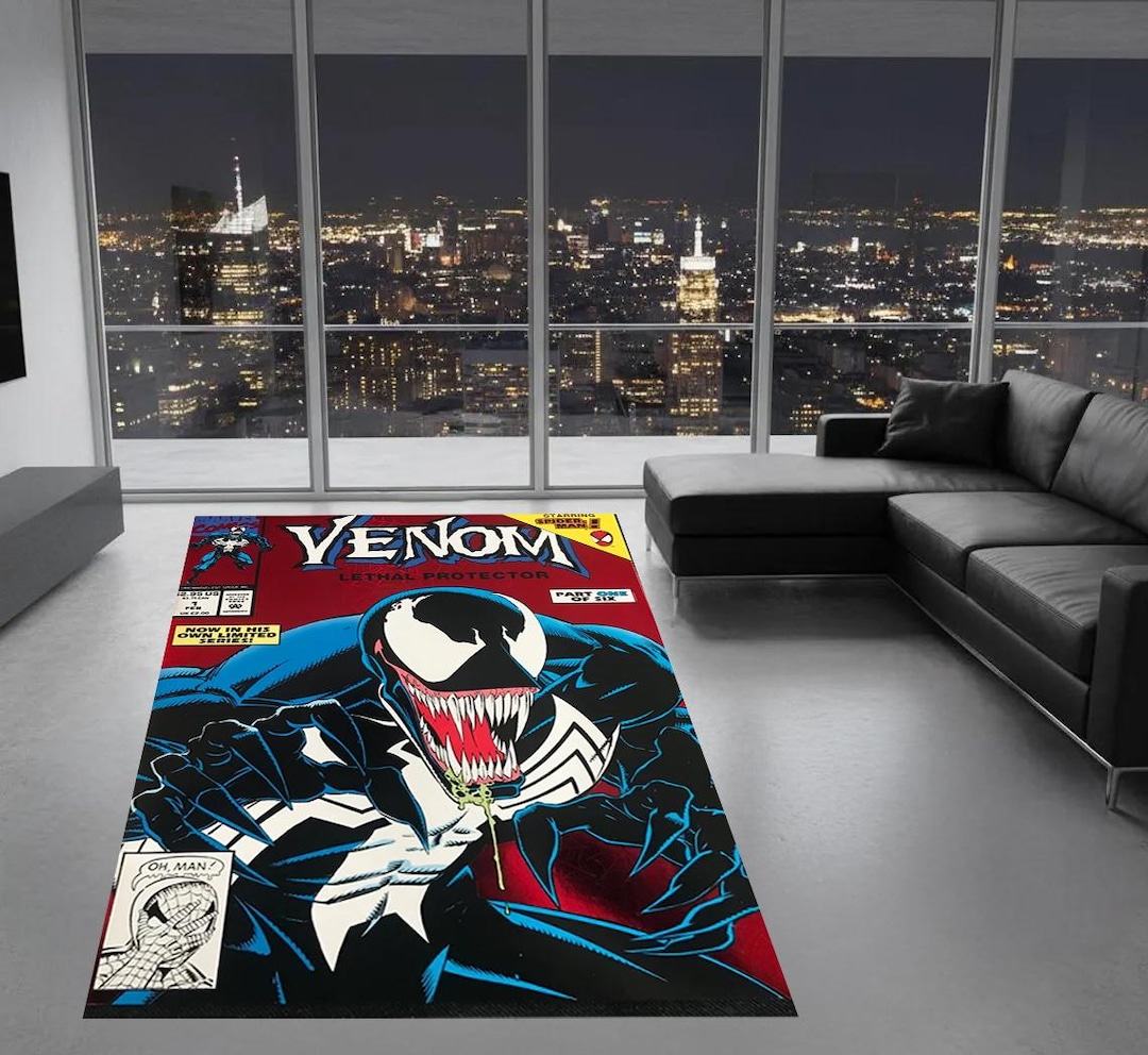 Venom Comic Book Rug, Superhero Bedroom Decor, Venom Lethal Protector ...