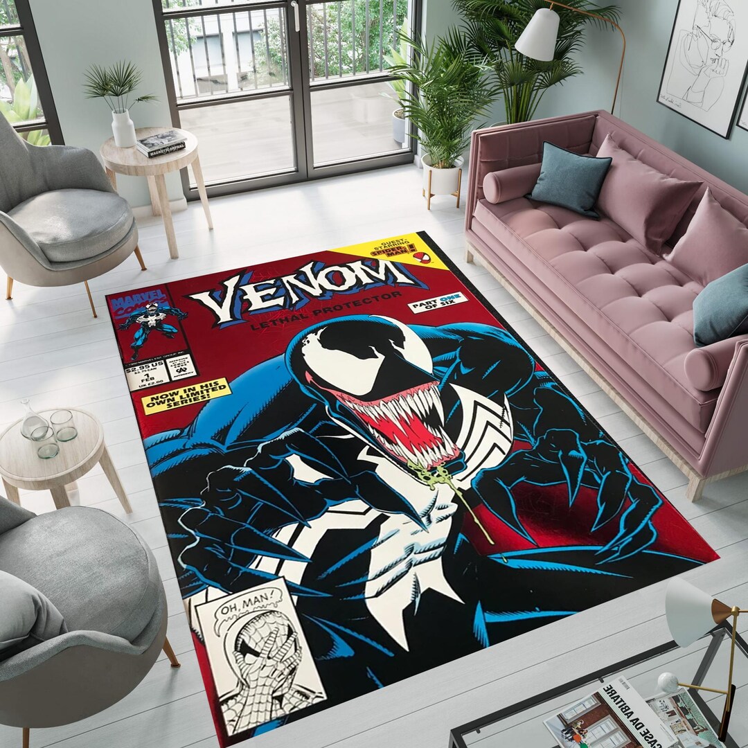 Venom Comic Book Rug, Superhero Bedroom Decor, Venom Lethal Protector ...