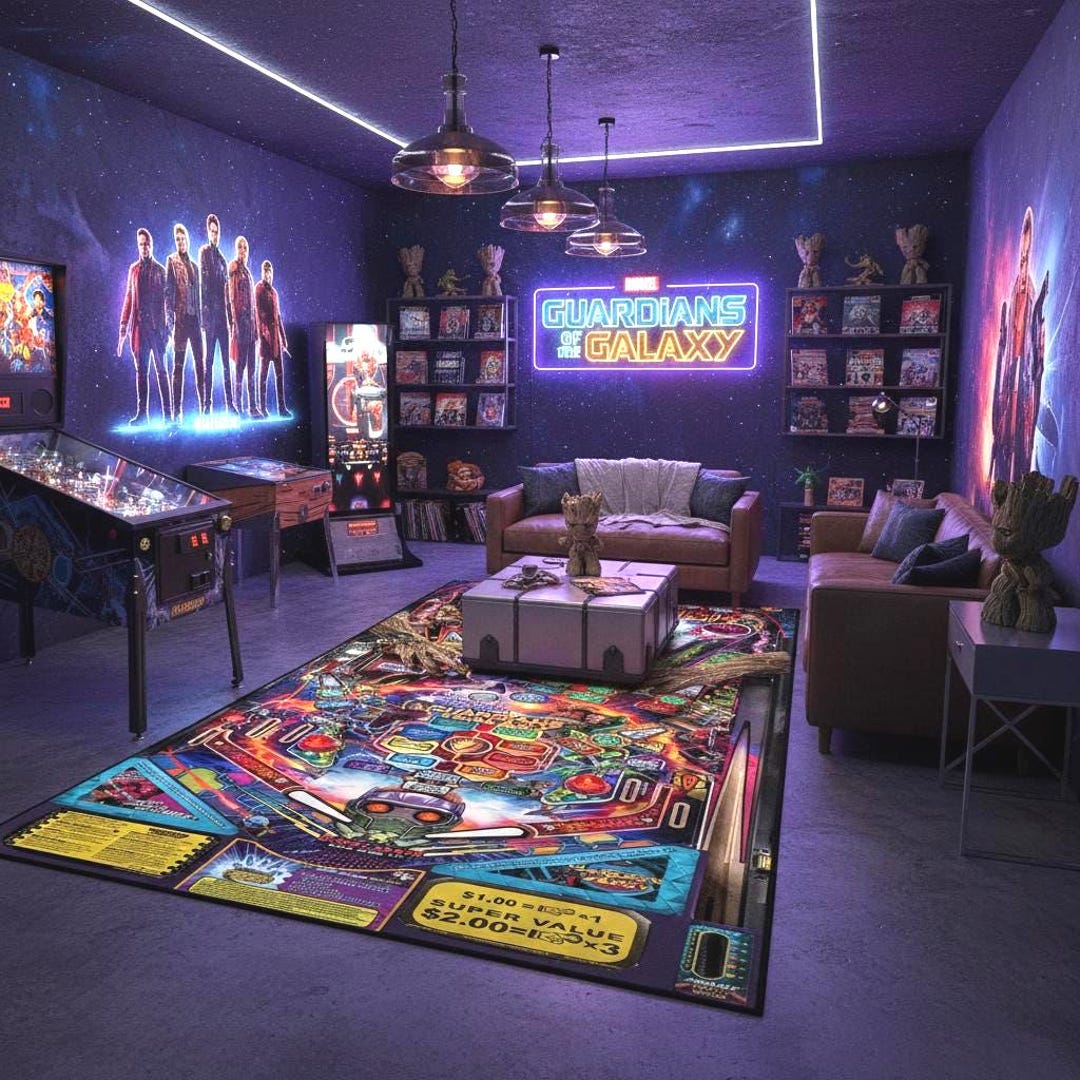 Galaxy Pinball Rug, Retro Arcade Gamer Floor Mat, Game Carpet, 80s ...