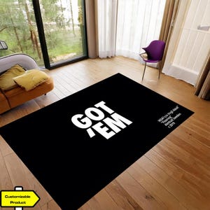 Tapete moderno Got'em, tapete da sorte para decoração de sala de estar, tapete com letras do Virgílio, tapete de área, tapete decorativo Hypebeast, tapete Got'em