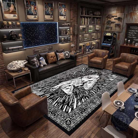 Starwars Carpet, Starwars Small Rug, Millenium Falcon Rugs, Clone Wars Carpets, Spaceship Mat, Man Cave Decor, Movie Fan Gift