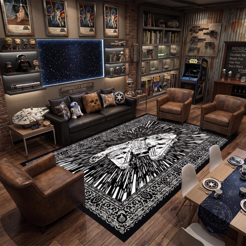 Starwars Carpet, Starwars Small Rug, Millenium Falcon Rugs, Clone Wars Carpets, Spaceship Mat, Man Cave Decor, Movie Fan Gift image 1