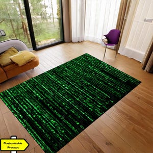 Matrix Film Teppich: Digital Binary Code, Retro Film Dekor
