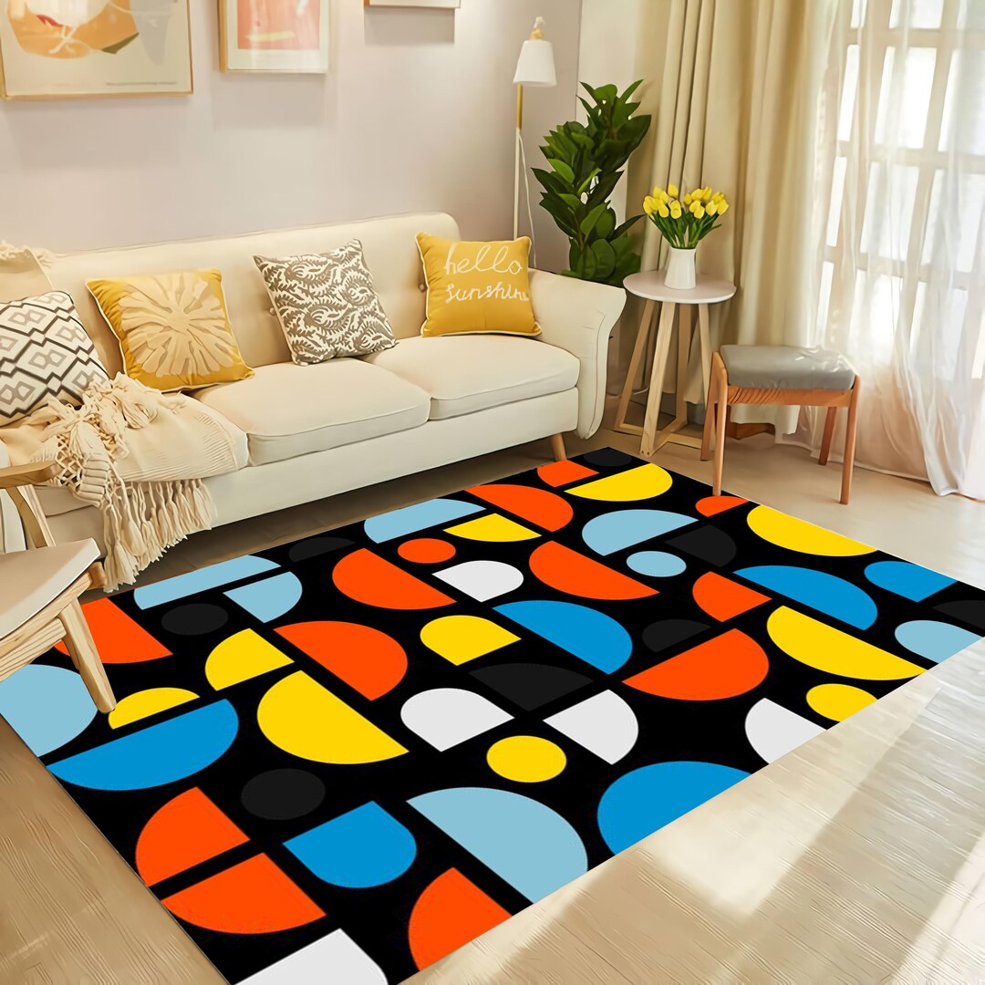 80s Retro Stripes Rug: Mid Century Modern Bohemian Carpet - Etsy