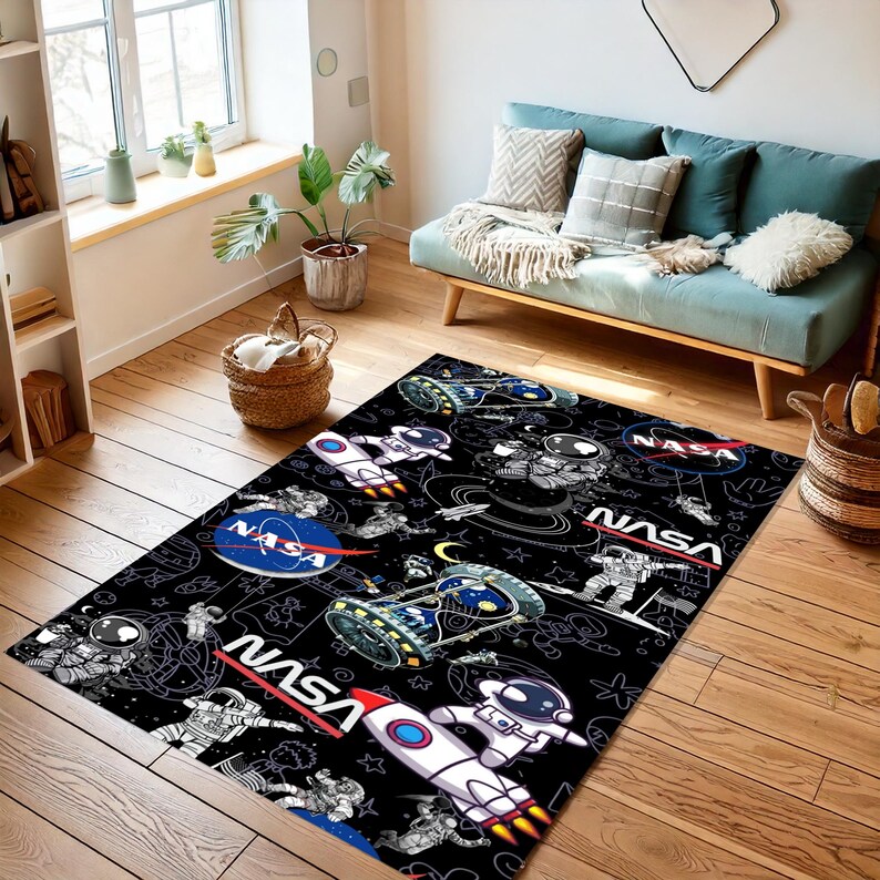 NASA Space Rug: Modern Galaxy Art, Kids Room Decor - Etsy