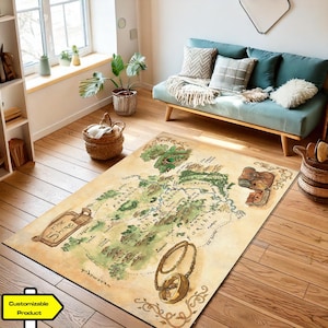 Herr der Ringe, Shire Karte Teppich, Fantastische Welt, Film Teppich, Mittelerde Teppich, Kinderzimmer Dekor Teppich, personalisierbar Lotr Geschenk