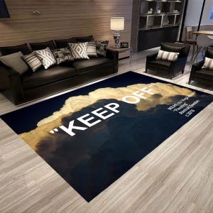 Keep Off Rug, Keep Off Clouds Rug, Traditional Abstract Rug, Cloudy Rug, Aesthetic Rug, Keep Off White Rug, Hype Beast Decor,  Custom Rug