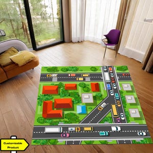 Alfombra City And Road, Asiento de Ciudad, Alfombra con Mapa, Alfombra Infantil, Alfombra Cuadrada, Alfombra Personalizable, Alfombra para Juegos de PC, Alfombra Verde, Alfombra Infantil, Regalo para el Día de la Madre
