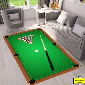 Billiard Rug, Decorative Floor Mat, Billiard Ball Rug, Sports Rug, Sport Decor,Unique Rug,Gift for Sports, Floor Carpet,Billiards Club Decor