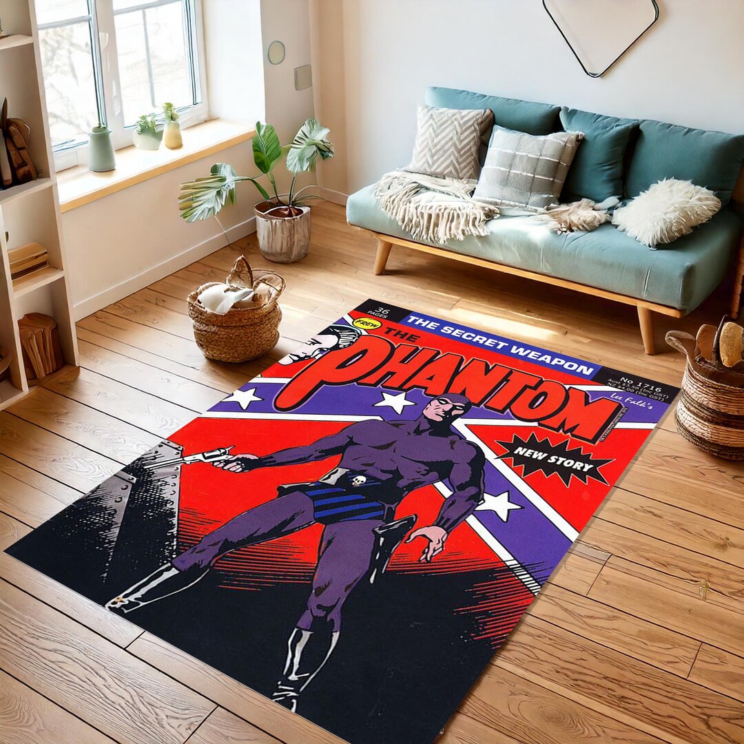 Retro 'the Phantom' Comic Book Rug: Animated Series Floor Decor - Etsy