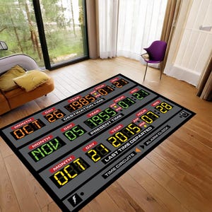 Time Machine, Back To The Future Rug, Movie Rug, Wedding Day Gifts, Time Travel, Back to Future Rug, Time Machine Decor, Time Rug, 1980s Rug