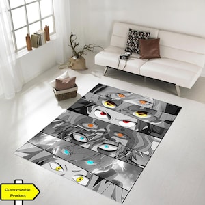 Customizable Anime Eyes Carpet, Anime Rug, Japanese Anime Art Floor Decor, Special Size Orders Available,