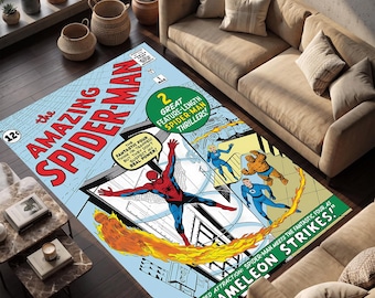 Amazing Spiderman Rug, Classic Spiderman Carpet, Retro Spiderman Comic Cover Rugs