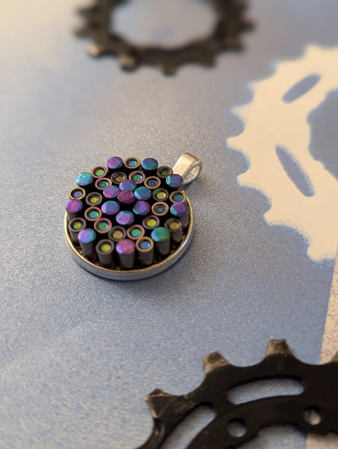 Pendant Necklace, Rainbow Bicycle Chain Pins, One-of-a-kind Gift for a ...