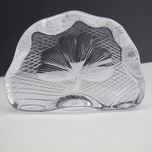 Hand cut crystal paperweight with shamrock