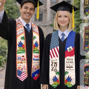 Personalized Haitians American Flag Graduation Sash 2026, Haiti Graduation Stole Custom, Haitians Graduation Sash 2026, Graduation Gifts