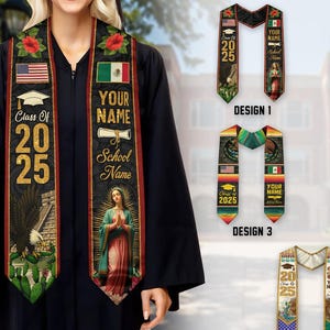 Custom Mexican Graduation Sash, Mexican American Flag Graduation Sash 2025, Grads Hispanic Sash, Graduation Stole 2025, Graduation Gift
