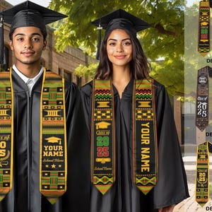 Custom African Sash 2025 with Traditional Kente Pattern, African Graduation Stole Class Of 2025, Gifts for Graduation Ceremony, Kente Sash