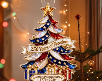 250th Anniversary Christmas Tree Ornament, United States 250 Years Ornament, Patriotic Christmas Home Decor, USA 1776 2026 Xmas Bauble