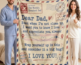 Dad Blanket Gift From Daughter Son, Best Dad Ever Blanket, Love You Dad Blanket, Father’s Day Gift, Birthday Gift for Dad, Best Gift Grandpa