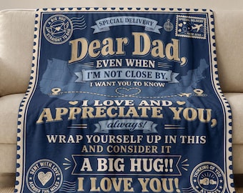 Dad Blanket Gift From Daughter Son, Best Dad Ever Blanket, Love You Dad Blanket, Father’s Day Gift, Birthday Gift for Dad, Best Gift Grandpa