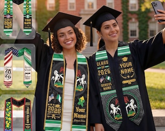 Personalized Nigerian American Flag Graduation Sash 2026, Nigeria Graduation Stole Custom, Nigerian Graduation Sash 2026, Graduation Gifts