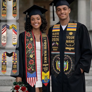 Personalized Ecuadorians American Graduation Sash 2026, Ecuadorians Graduation Stole Custom, Ecuador Graduation Sash, Ecuador Flag Stoles