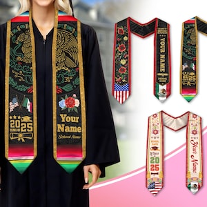 Custom Mexican Graduation Sash, Mexican American Flag Graduation Sash 2025, Grads Hispanic Sash, Graduation Stole 2025, Graduation Gift