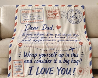 Dad Blanket Gift From Daughter Son, Best Dad Ever Blanket, Love You Dad Blanket, Father’s Day Gift, Birthday Gift for Dad, Best Gift Grandpa
