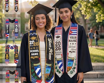 Benutzerdefinierte Kubaner amerikanische Flagge Abschlussfeier 2026, Kubaner Abschlussschärpe, Kuba Stola, Kuba Abschlussfeier, kubanisches Abschlussgeschenk Anpassen