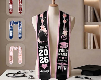 Customized Nursing Stole, Nursing Graduation Stole, RN Stole Nursing Stole Graduation 2026, Nursing Graduation, Nursing Stole Graduate 2026