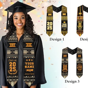 Custom African Sash 2025 with Traditional Kente Pattern, African Graduation Stole Class Of 2025, Gifts for Graduation Ceremony, Kente Sash