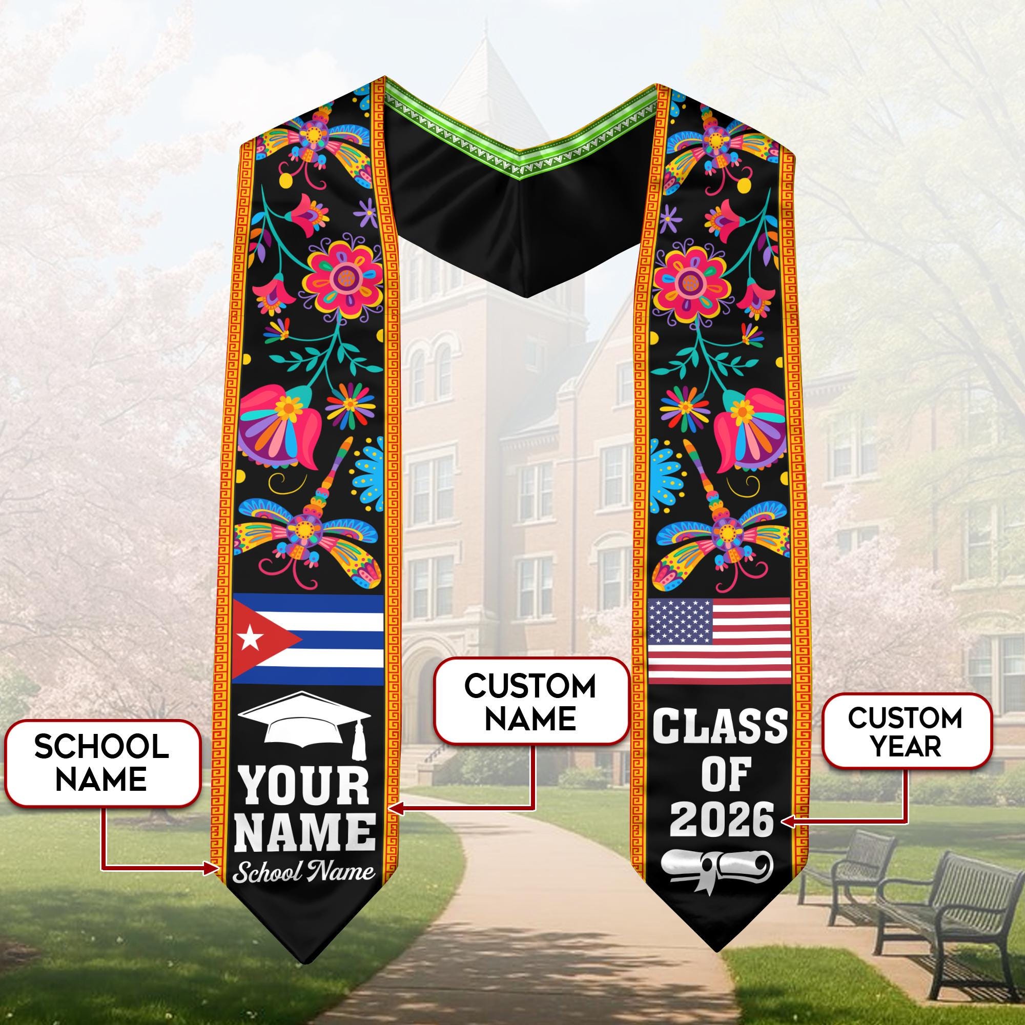 Cuban Graduation Custom Cubans American Flag Graduation Sash 2026, Cubans Graduation ...