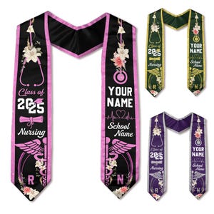 Customized Nursing Stole, RN Stole Nursing Stole Graduation 2025, Nursing Graduation Stole, Nursing Graduation, Nursing Stole Graduate 2025
