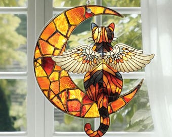 Tortoiseshe Cat Memorial Suncatcher, Suncatcher Hanging Window, Cat Sun Catcher, Cat Lovers Gifts For Window Hanging, Loss Pet Sympathy Gift