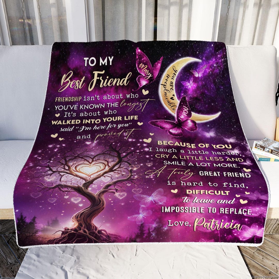 Personalized Best Friends Quilt/Fleece Blanket - Gift for BFF - I love you to the moon and back main image 1