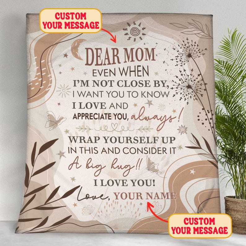 Personalisierte To My Mom Decke, Geschenke zum Muttertag, Mommy Geschenk von Tochter und Sohn, Custom Mom Letter Decken, Mom's Geburtstagsgeschenke Design 1