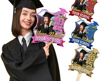Rosto personalizado em um bastão, recorte de cabeça grande para formatura, decoração de festa com palitos de cabeça gorda, decoração personalizada para fãs de cabeça gorda, fãs de fotos do último ano de 2025