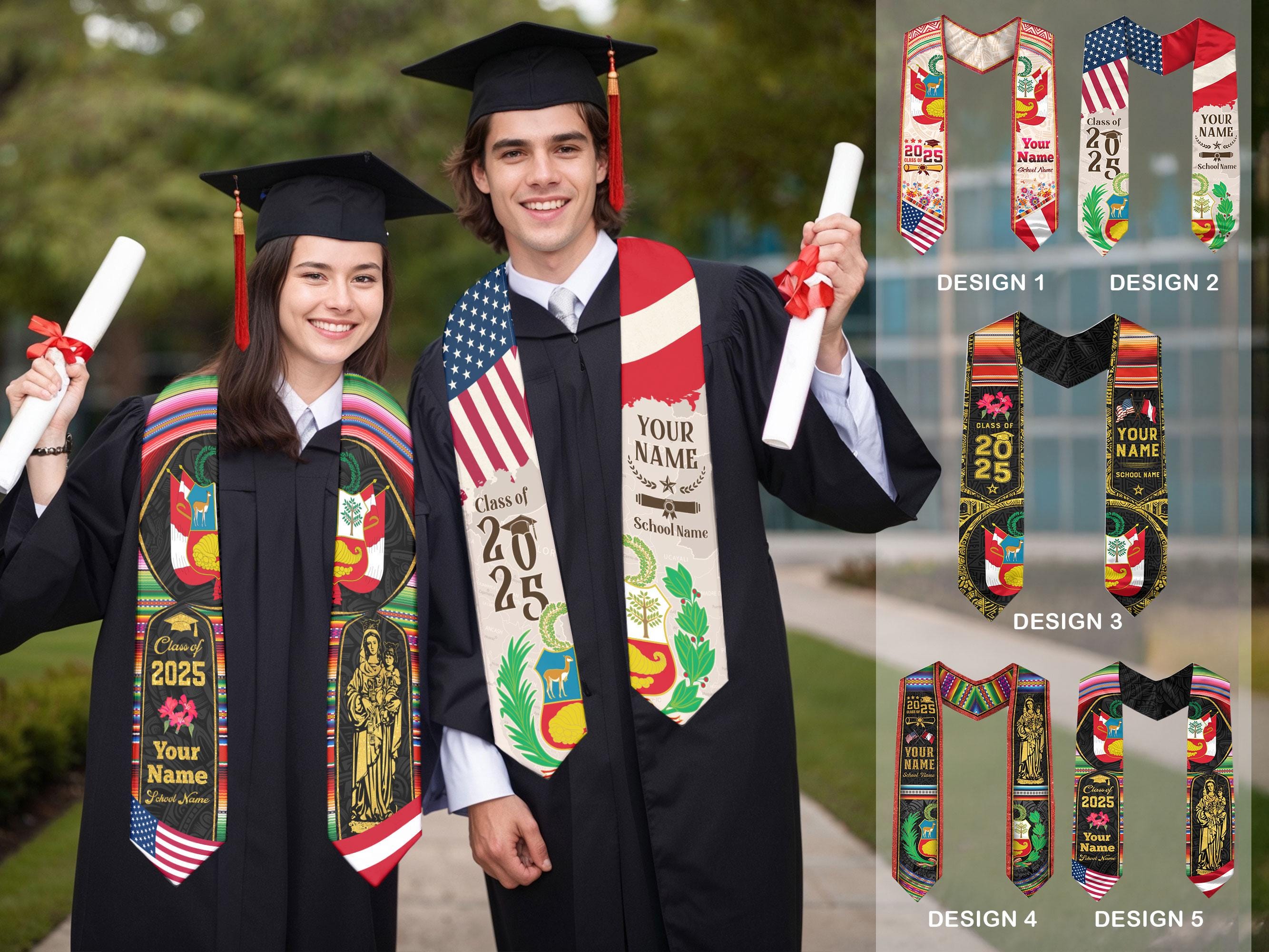 Personalized Peruvians American Flag Graduation Sash 2025, Peru Graduation Stole Custom, Peruvians Graduation Sash 2025, Graduation Gifts