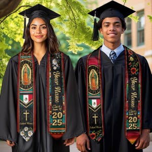 Custom Mexican Graduation Sash, Mexican Flag Graduation Sash 2025, Guadalupe Stole, Mexico Graduation Ceremony Stole 2025, Hispanic Sash