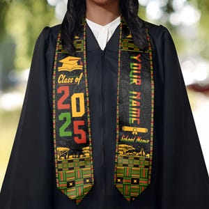 Personalized African Flag Graduation Sash 2025, African Graduation Stole, African Graduation Gifts, Custom Stole Class Of 2025